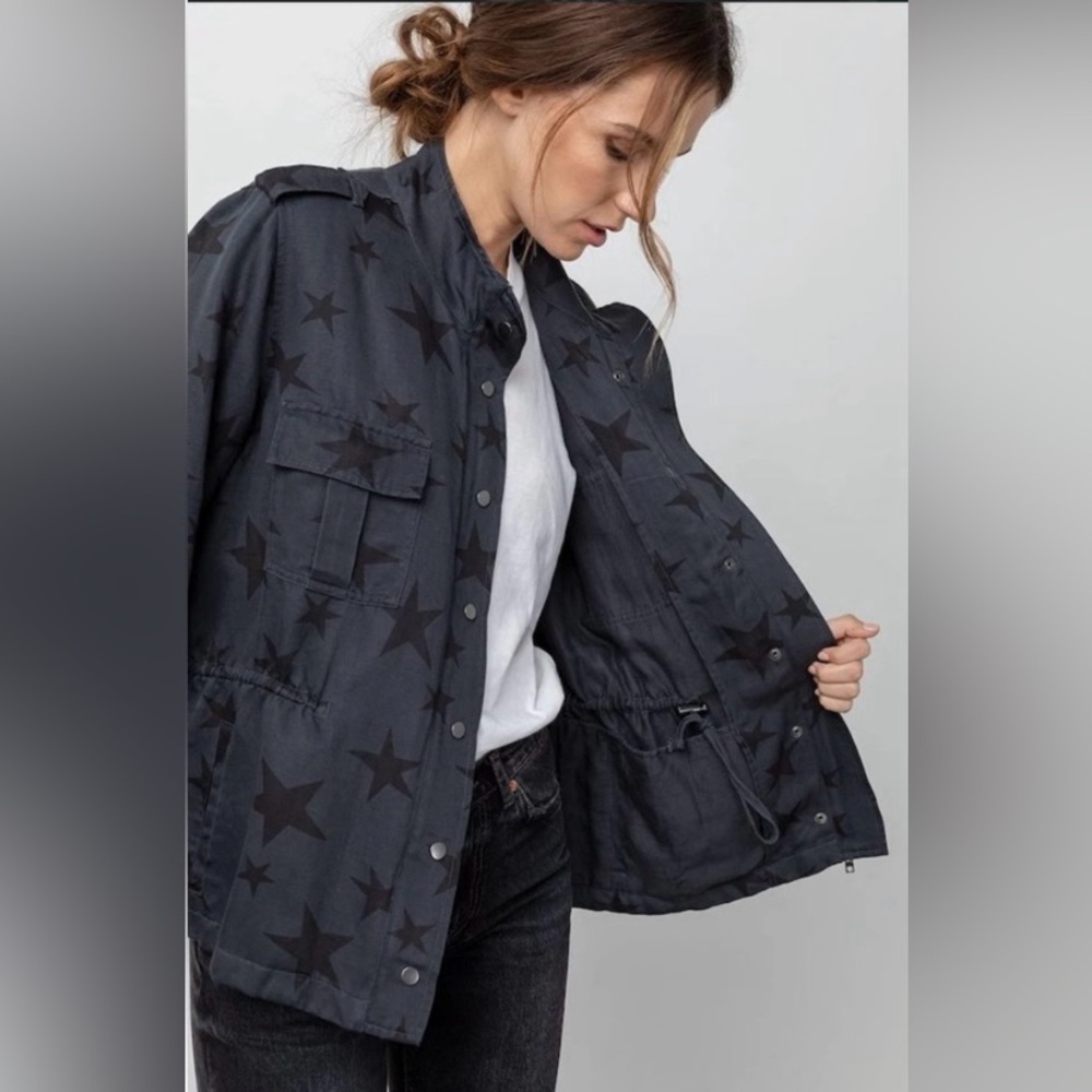 Rails Trey Jacket Charcoal w/ Oversized Stars Boho Casual Military - M - Picture 4 of 10